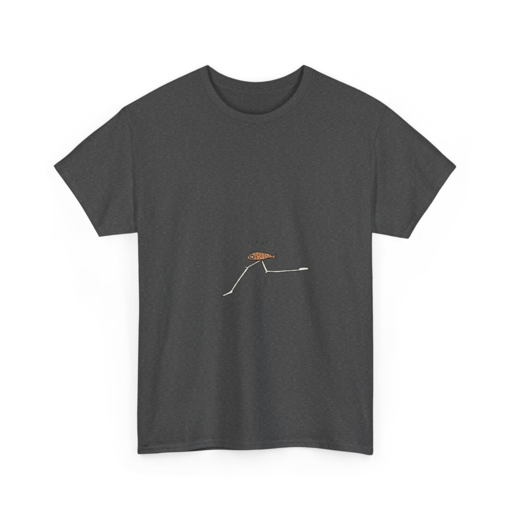 T-Shirt with "I Flee" Stick-Legged Fish Graphic