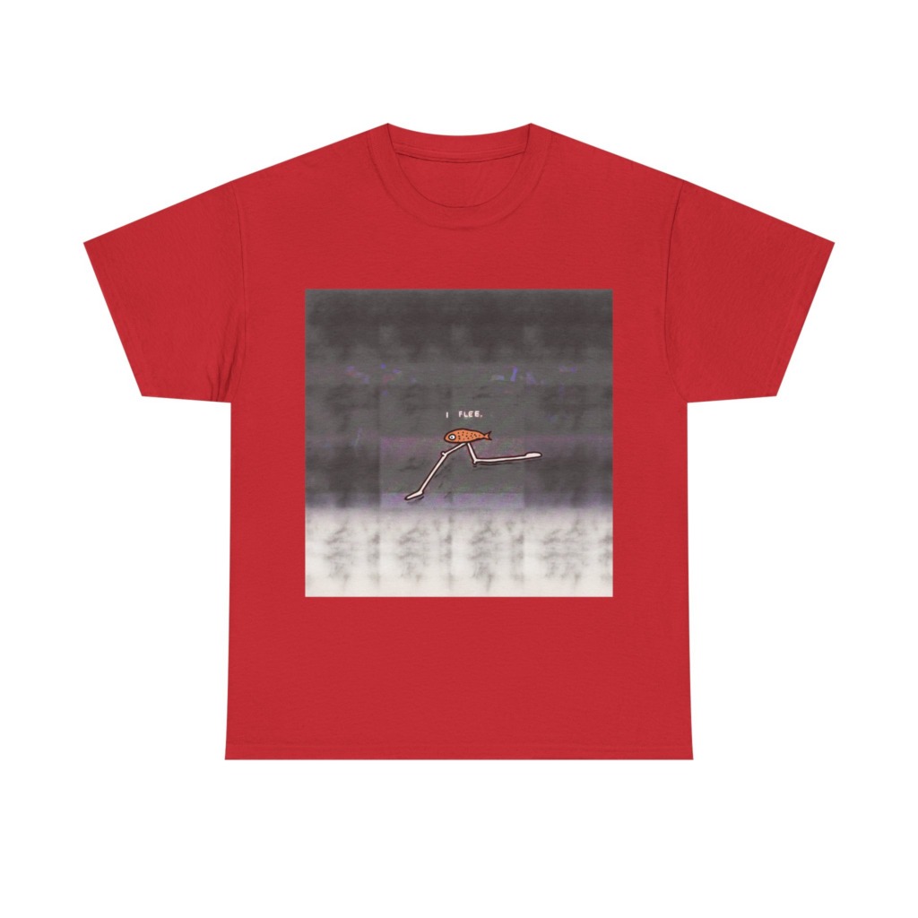 Running Fish 'I FLEE' Graphic Black T-Shirt