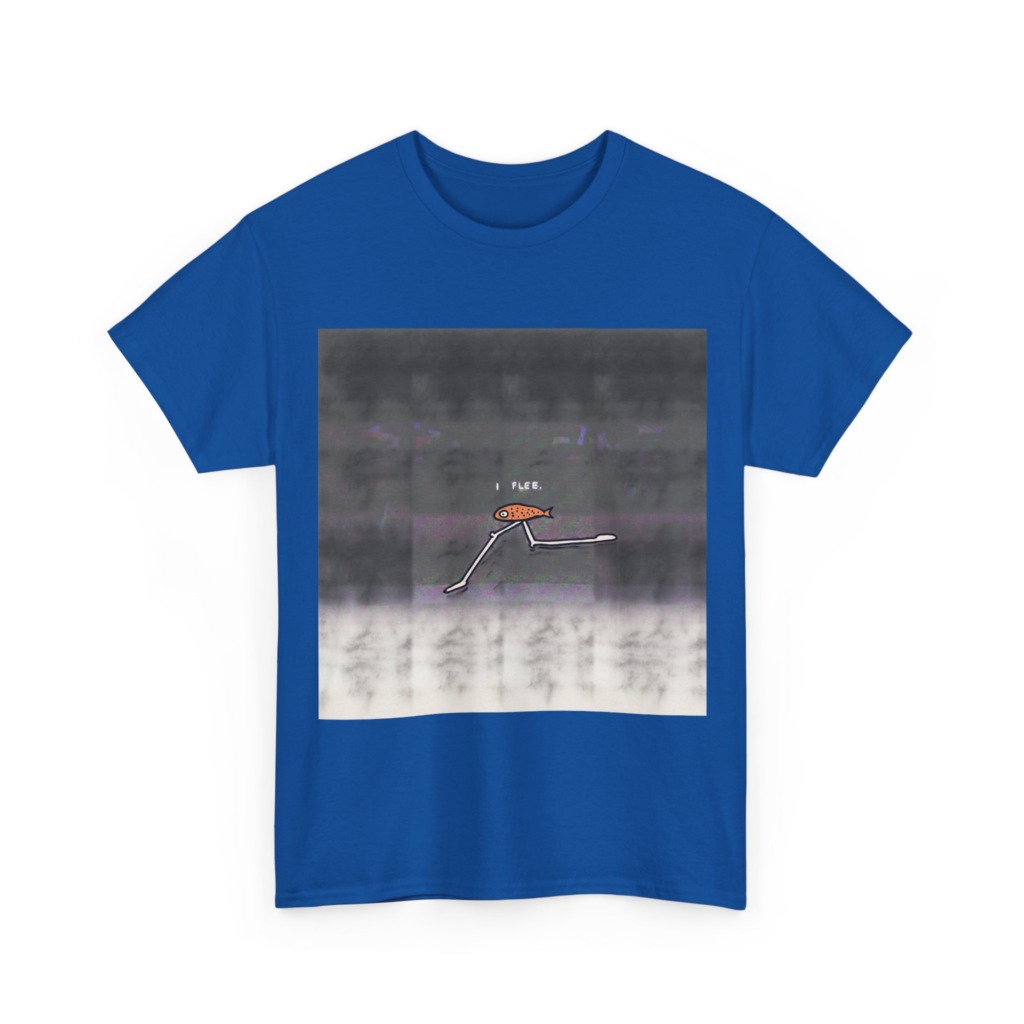 Running Fish 'I FLEE' Graphic Black T-Shirt