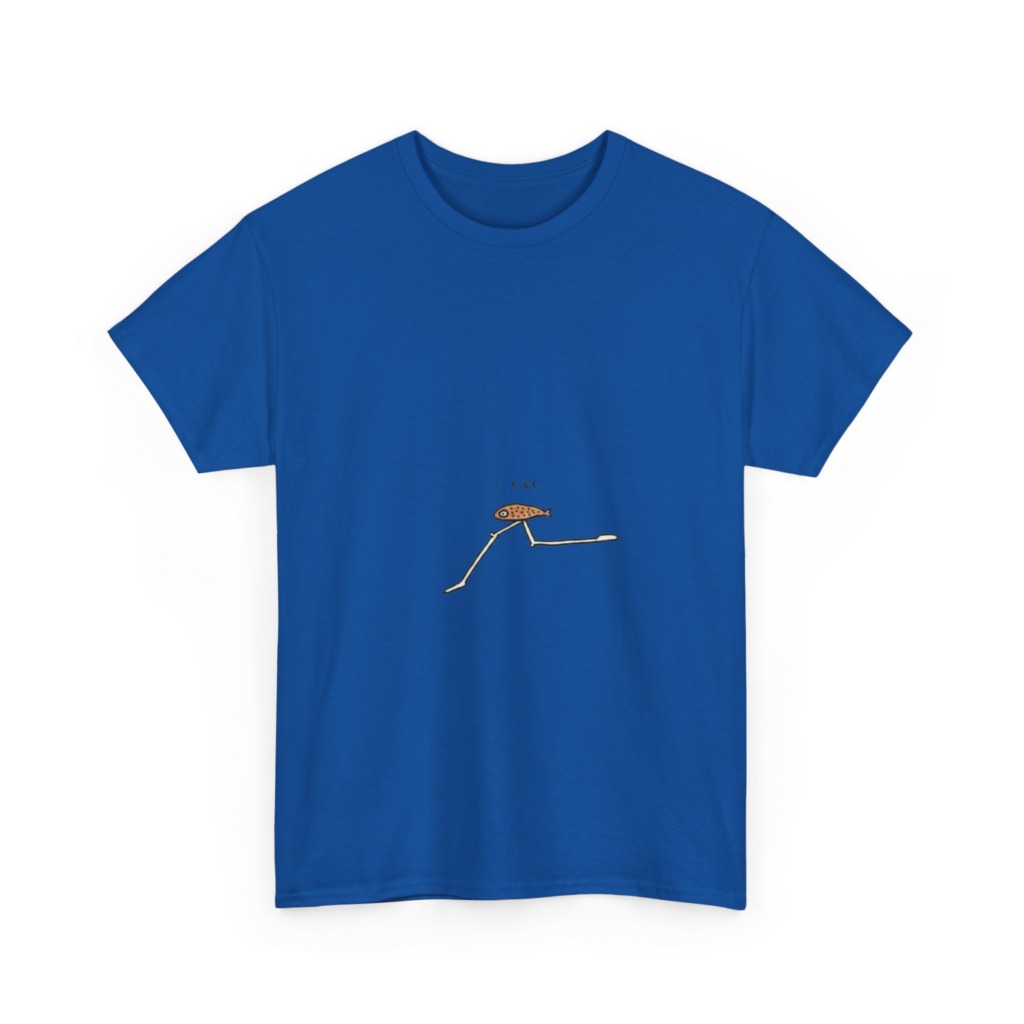 T-Shirt with "I Flee" Stick-Legged Fish Graphic