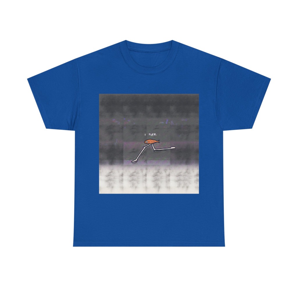 Running Fish 'I FLEE' Graphic Black T-Shirt