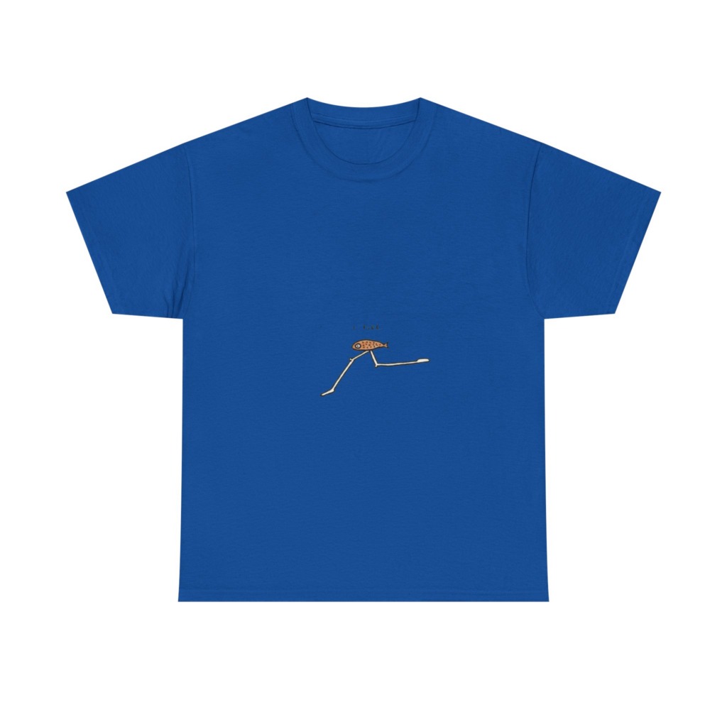 T-Shirt with "I Flee" Stick-Legged Fish Graphic