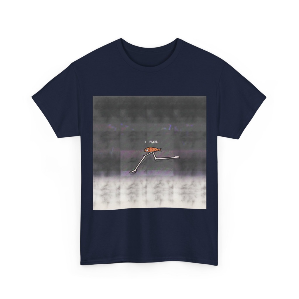 Running Fish 'I FLEE' Graphic Black T-Shirt