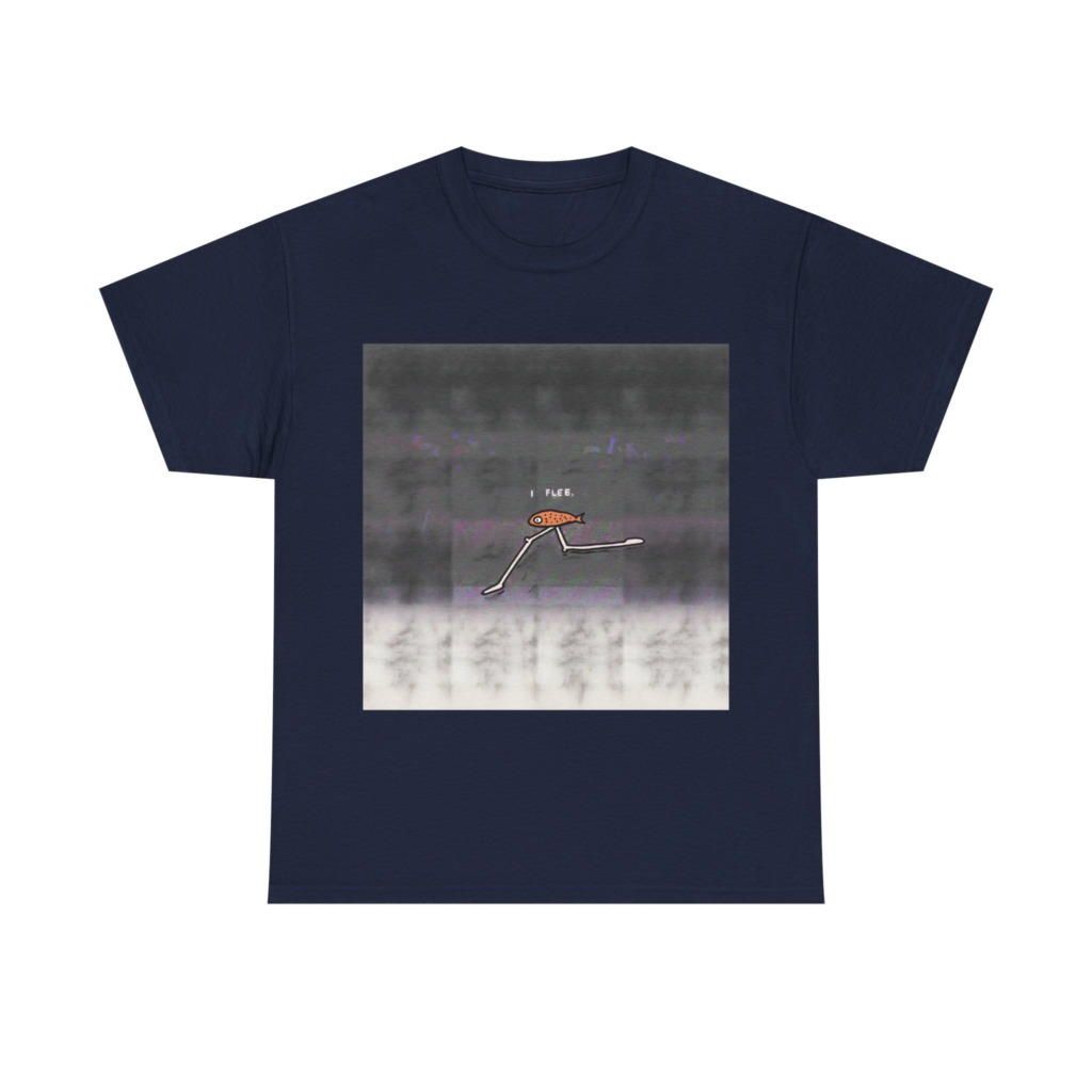 Running Fish 'I FLEE' Graphic Black T-Shirt