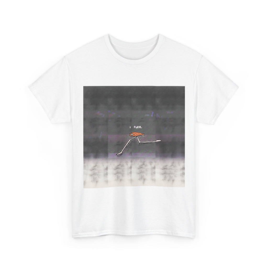Running Fish 'I FLEE' Graphic Black T-Shirt