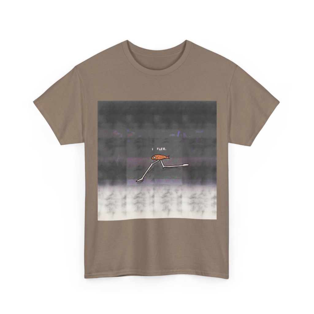 Running Fish 'I FLEE' Graphic Black T-Shirt