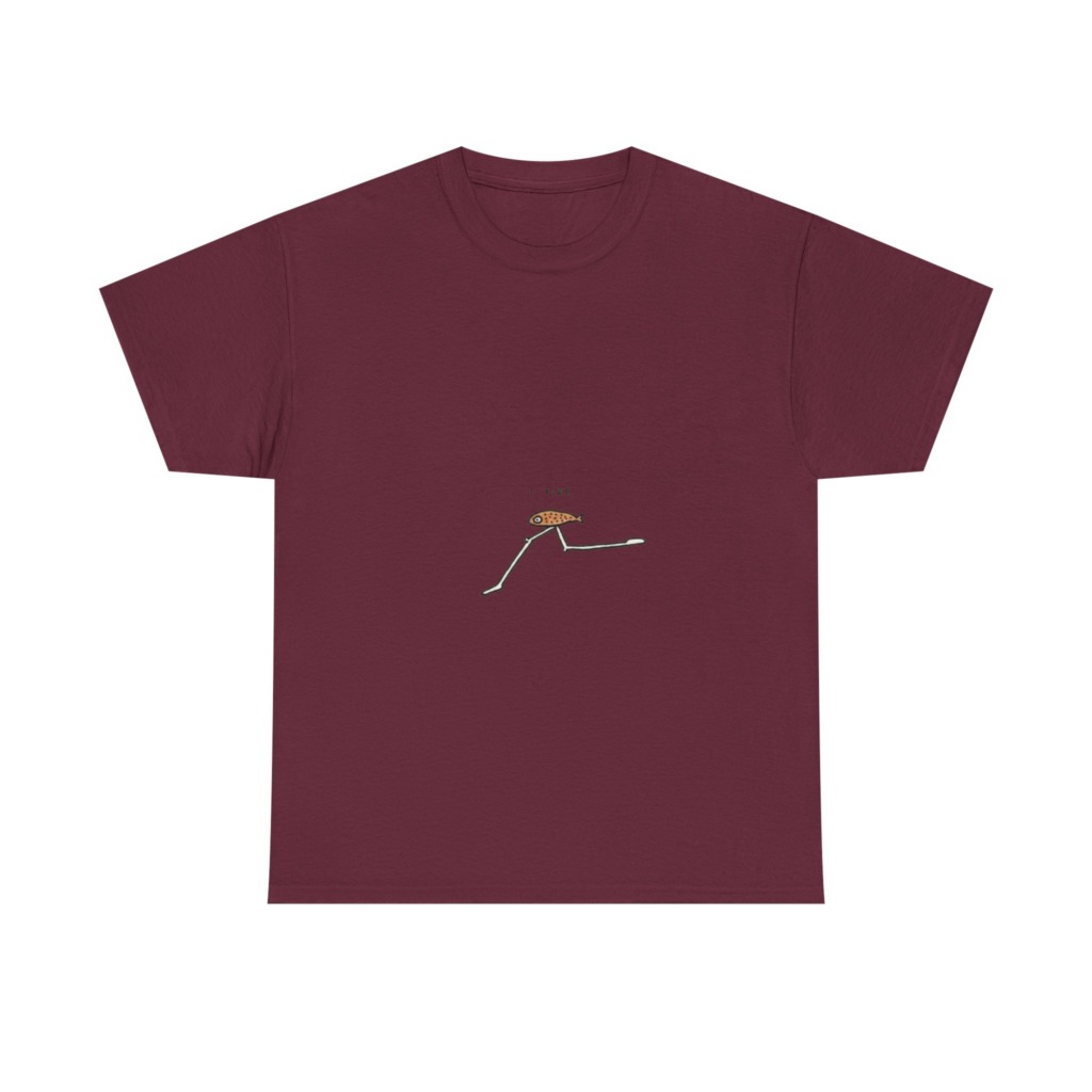 T-Shirt with "I Flee" Stick-Legged Fish Graphic
