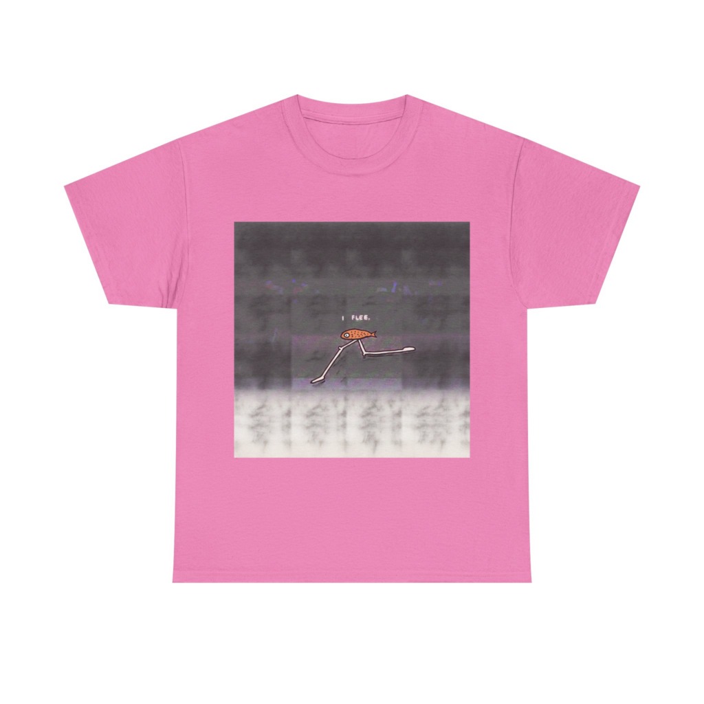 Running Fish 'I FLEE' Graphic Black T-Shirt