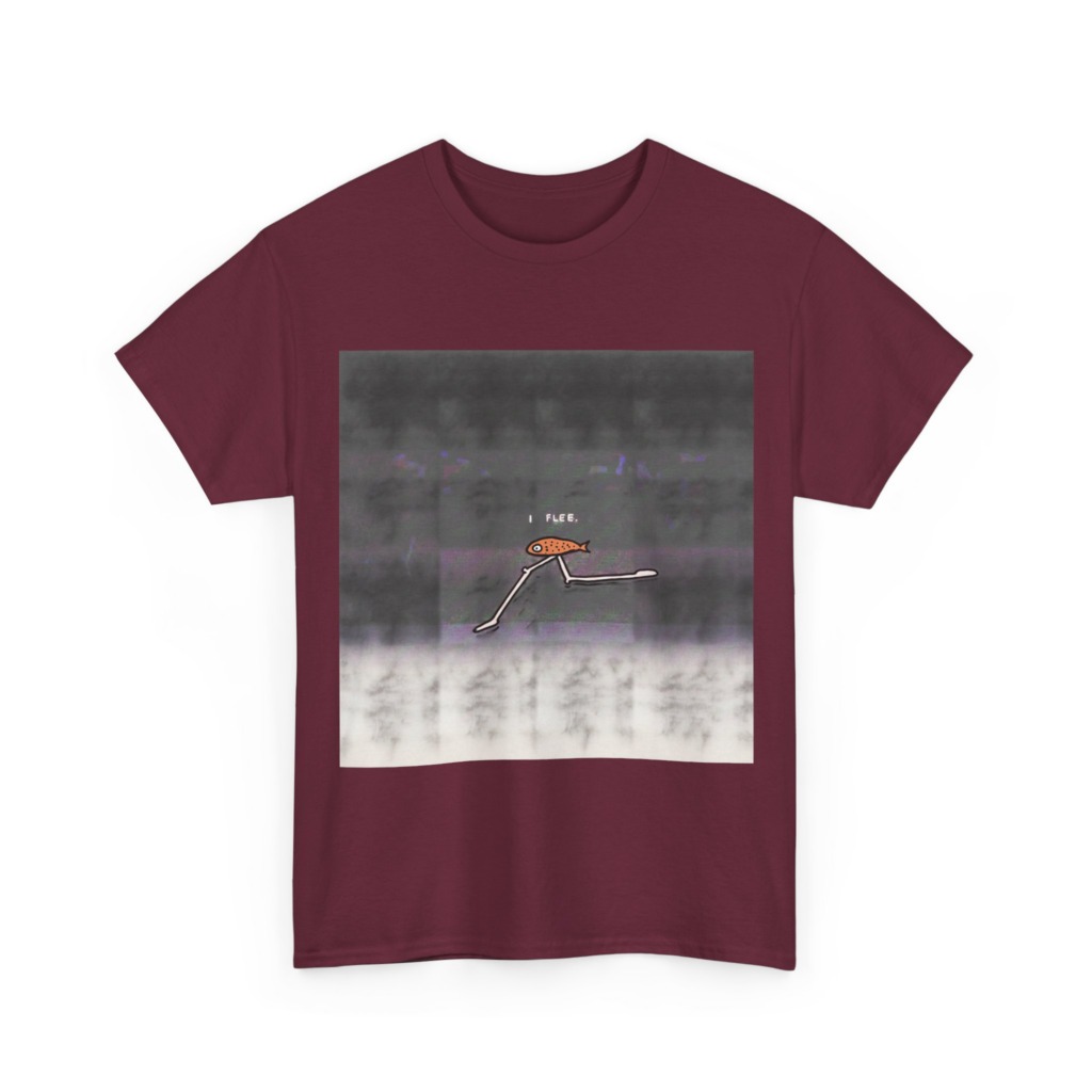 Running Fish 'I FLEE' Graphic Black T-Shirt