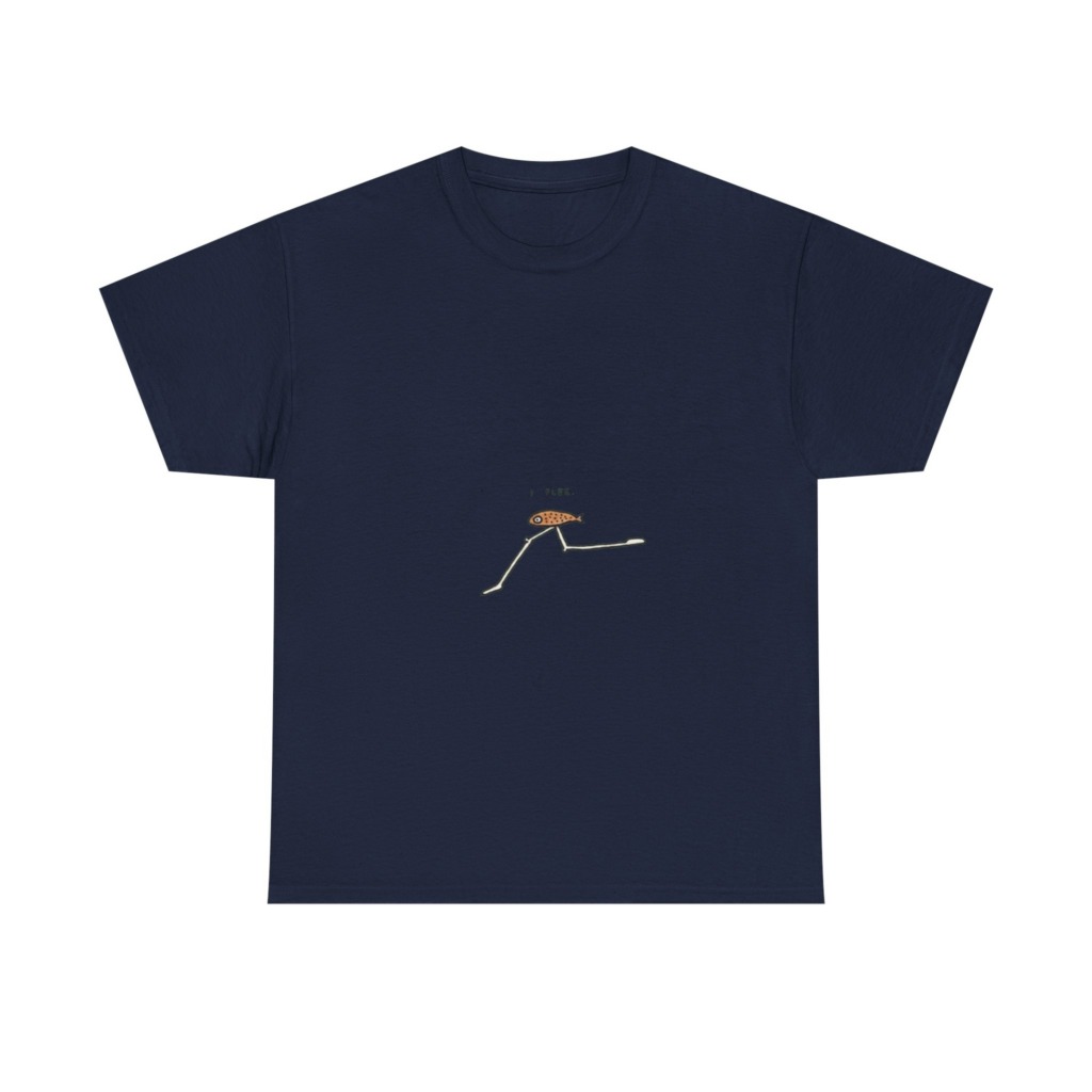 T-Shirt with "I Flee" Stick-Legged Fish Graphic