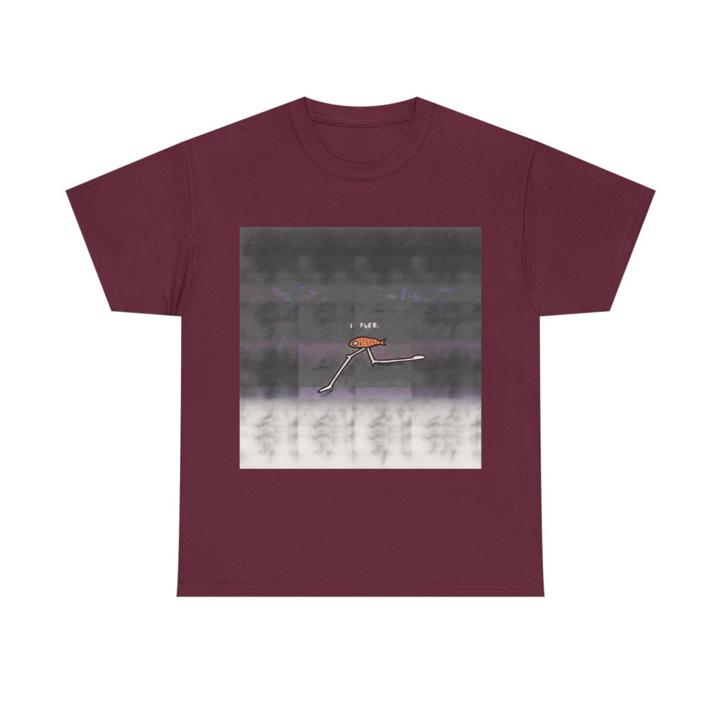 Running Fish 'I FLEE' Graphic Black T-Shirt