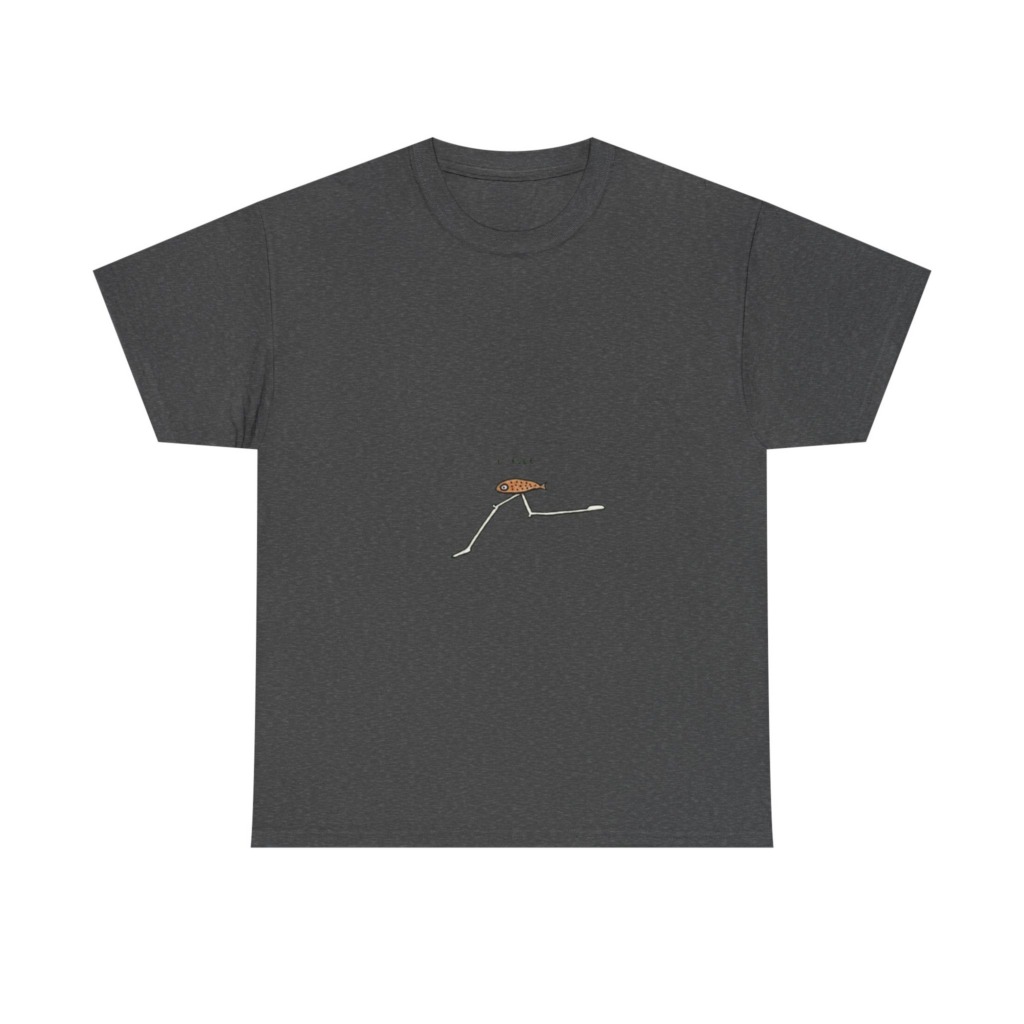 T-Shirt with "I Flee" Stick-Legged Fish Graphic
