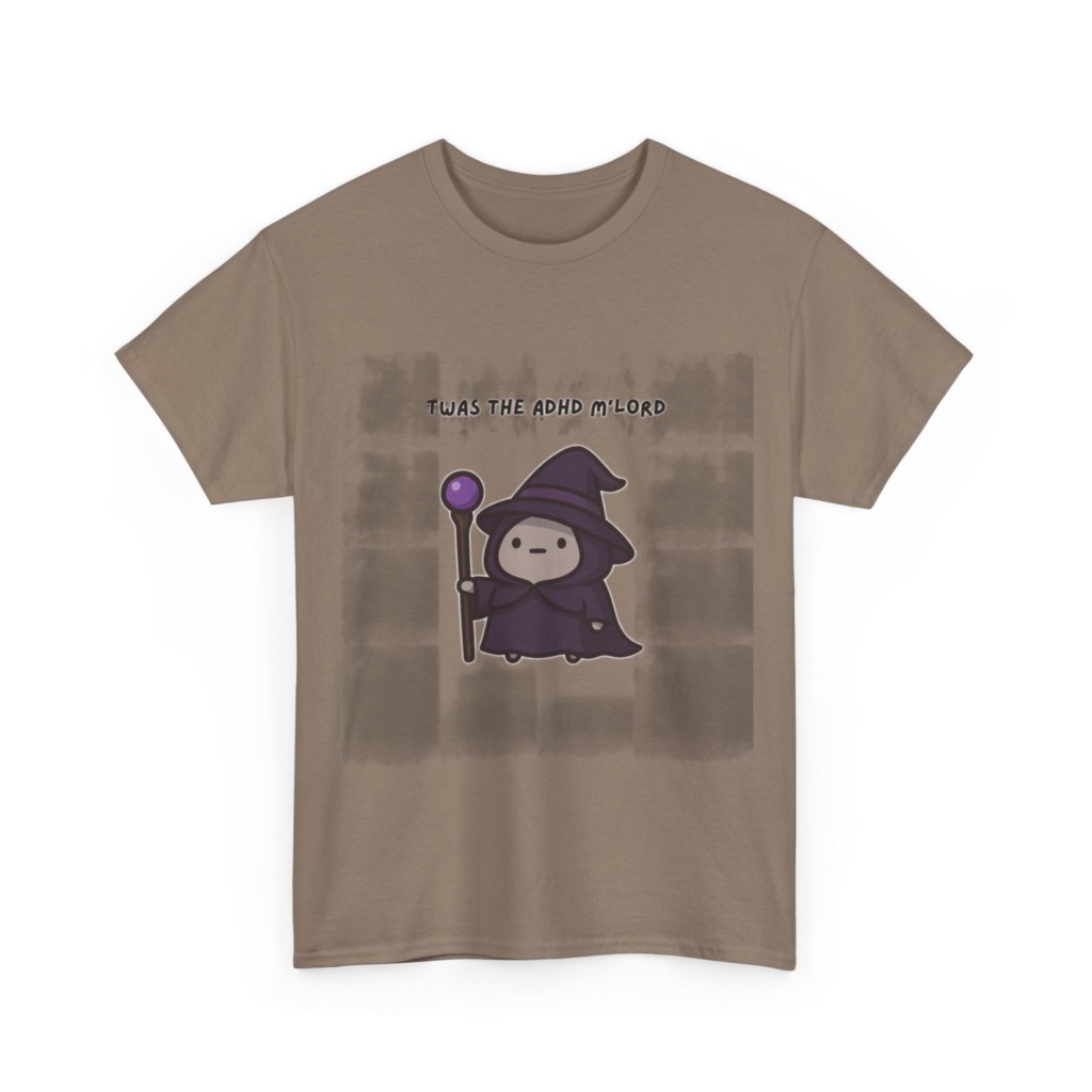 T-Shirt with 'Twas the ADHD M'Lord' Wizard Graphic