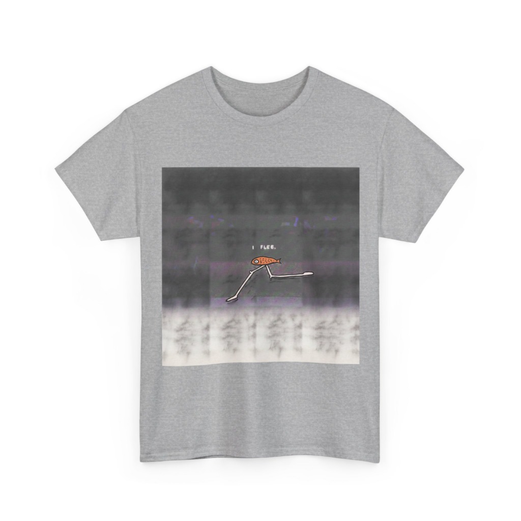 Running Fish 'I FLEE' Graphic Black T-Shirt