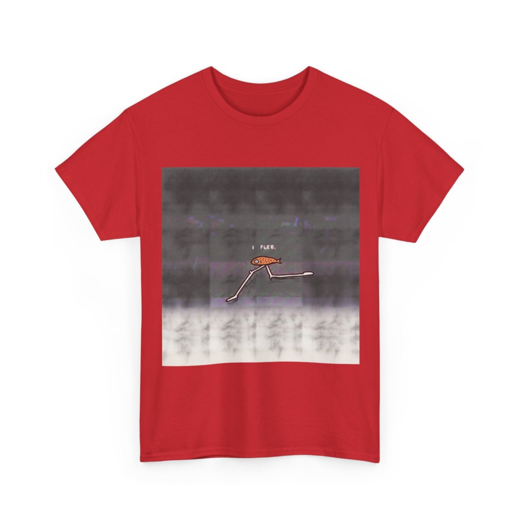 Running Fish 'I FLEE' Graphic Black T-Shirt