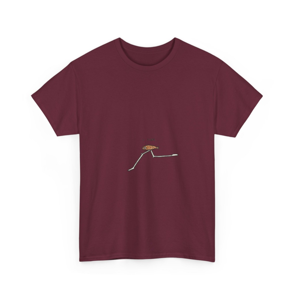 T-Shirt with "I Flee" Stick-Legged Fish Graphic
