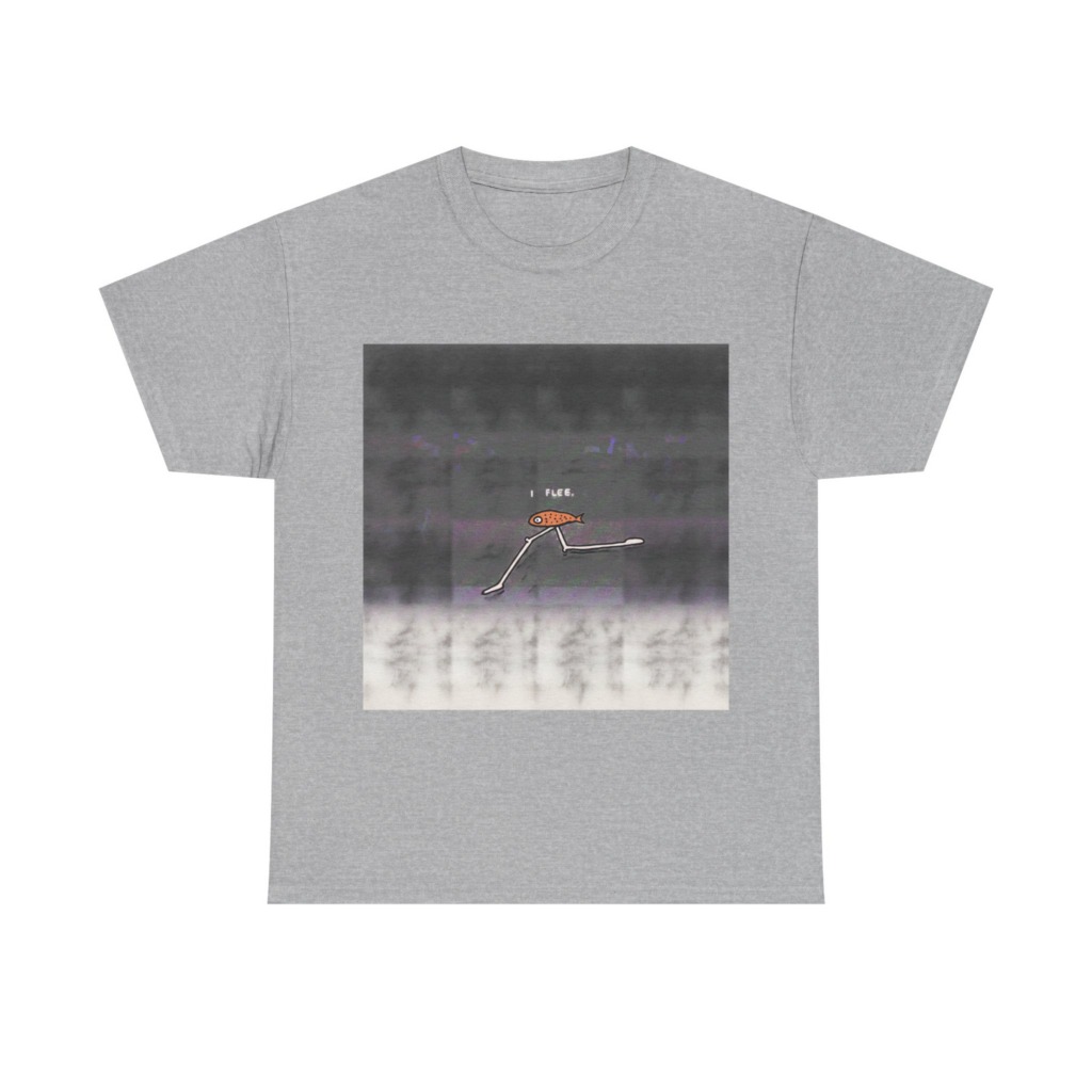 Running Fish 'I FLEE' Graphic Black T-Shirt